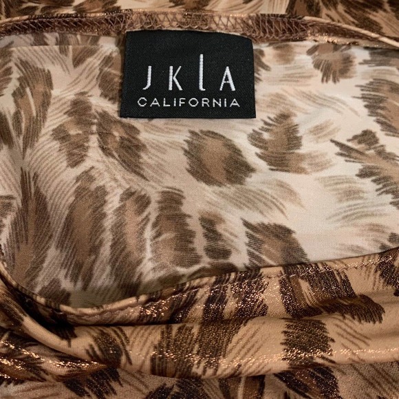 JKLA California Top Women's Large Tan Brown Multicolor Animal Print Blouse - Picture 5 of 8
